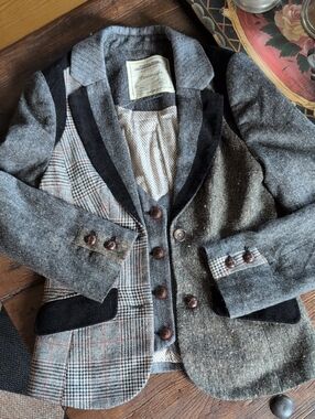 Cartonnier Mixed Media Blazer With Faux Vest Detail